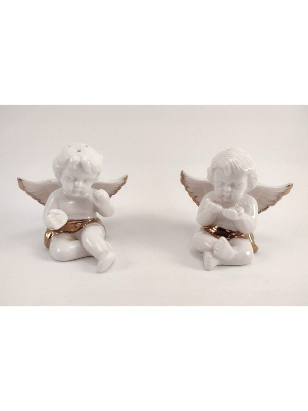 Angels Cherubs Collectible Salt & Pepper Shakers White & Gold Never Used